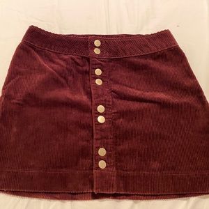 Abercrombie & Fitch Maroon Corduroy Gold Button Skirt